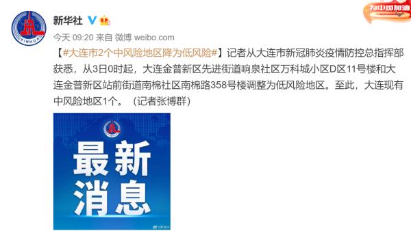 大连2地升级为中风险地区/大连发布2月份安全风险预警提示