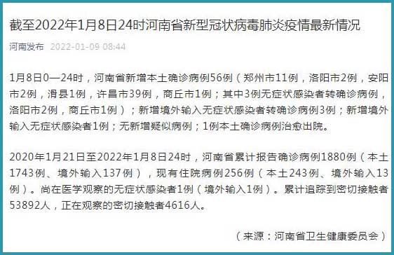 河南新增本土确诊病例56例/河南今天新增病例数