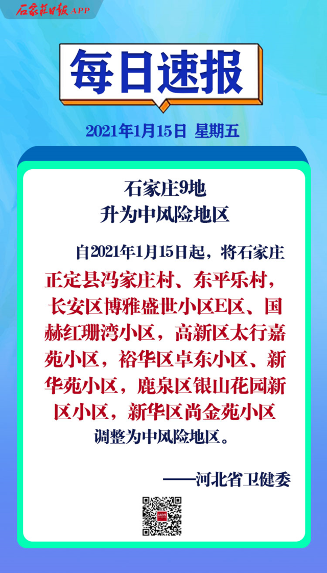 石家庄又有9地升为中风险/石家庄四地将爆发
