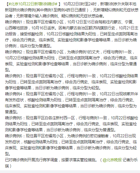 北京增6例本地确诊/北京确诊新肺炎病例