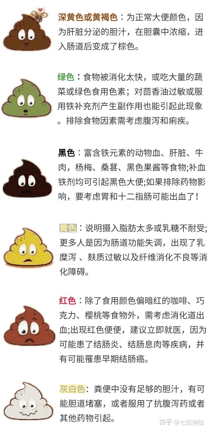 大便颜色与健康状况图/大便颜色与健康状况图片